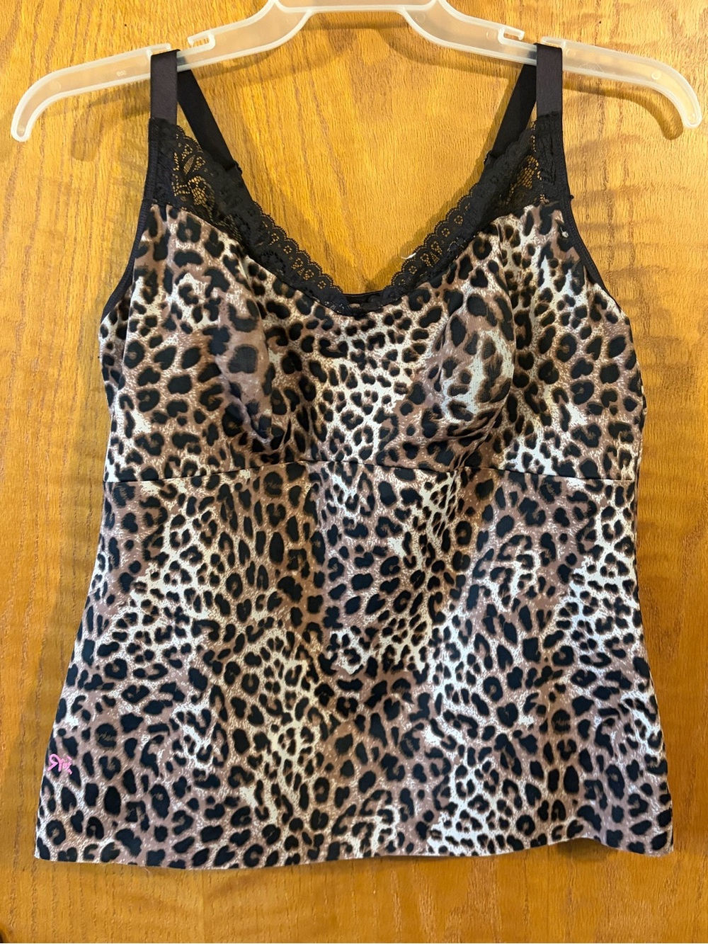 Ruby Ribbon Heritage Lace Cami Leopard Print Shapewear in Brown and Black